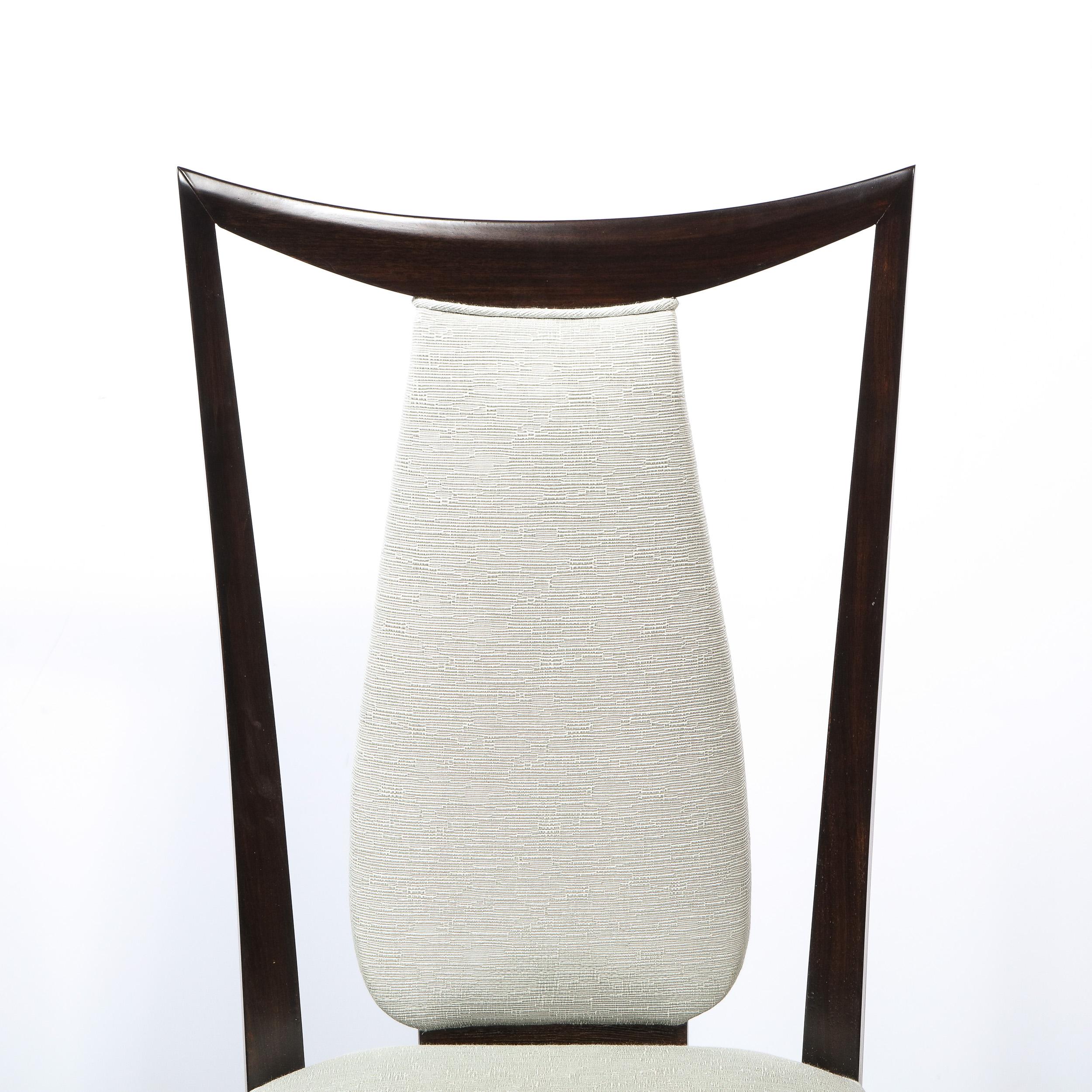 Mid-20th Century Set of Eight Italian Mid-Century Modern Open Form Ebonized Walnut Dining Chairs