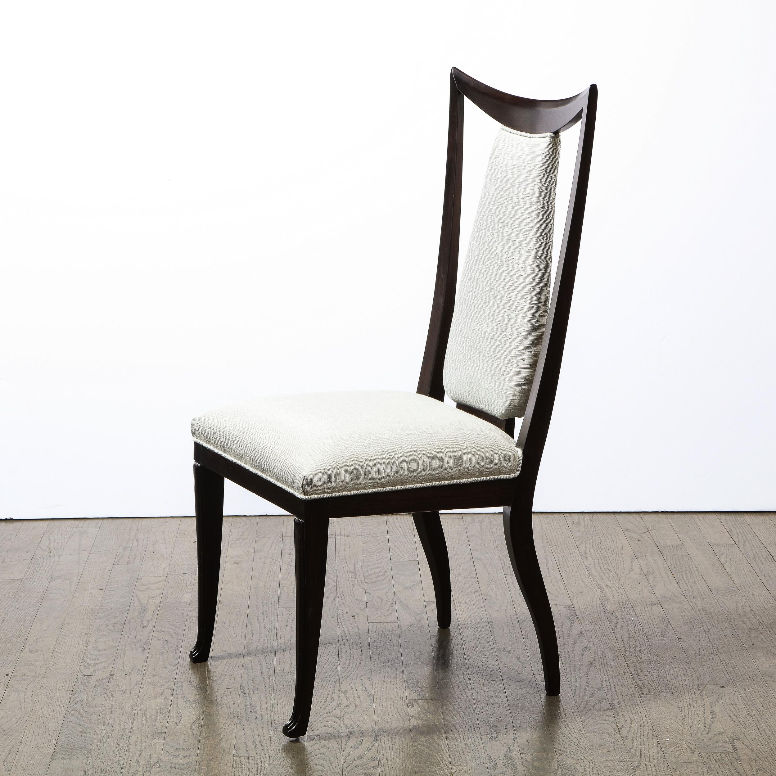 Set of Eight Italian Mid-Century Modern Open Form Ebonized Walnut Dining Chairs 2