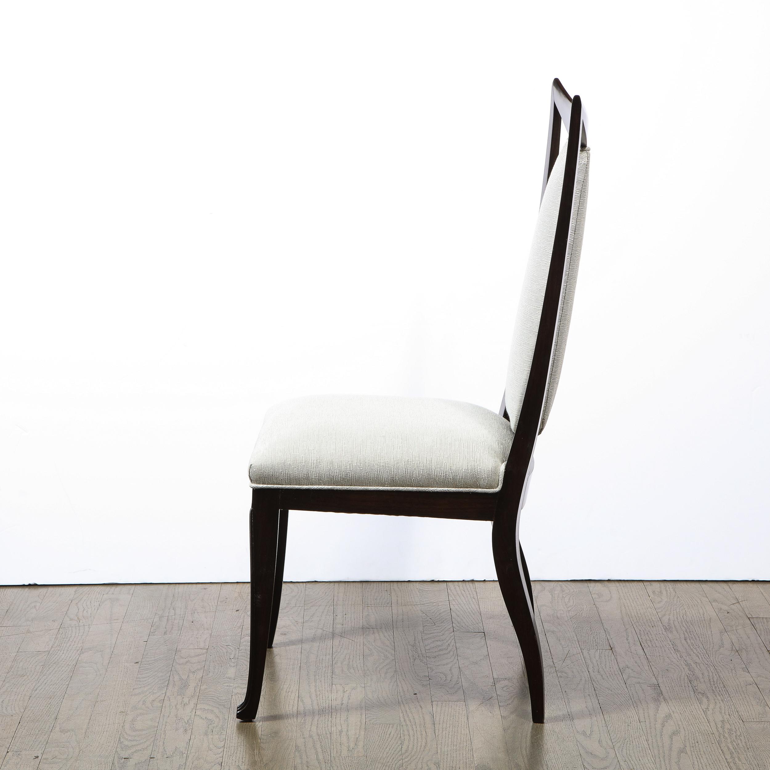 Set of Eight Italian Mid-Century Modern Open Form Ebonized Walnut Dining Chairs 3