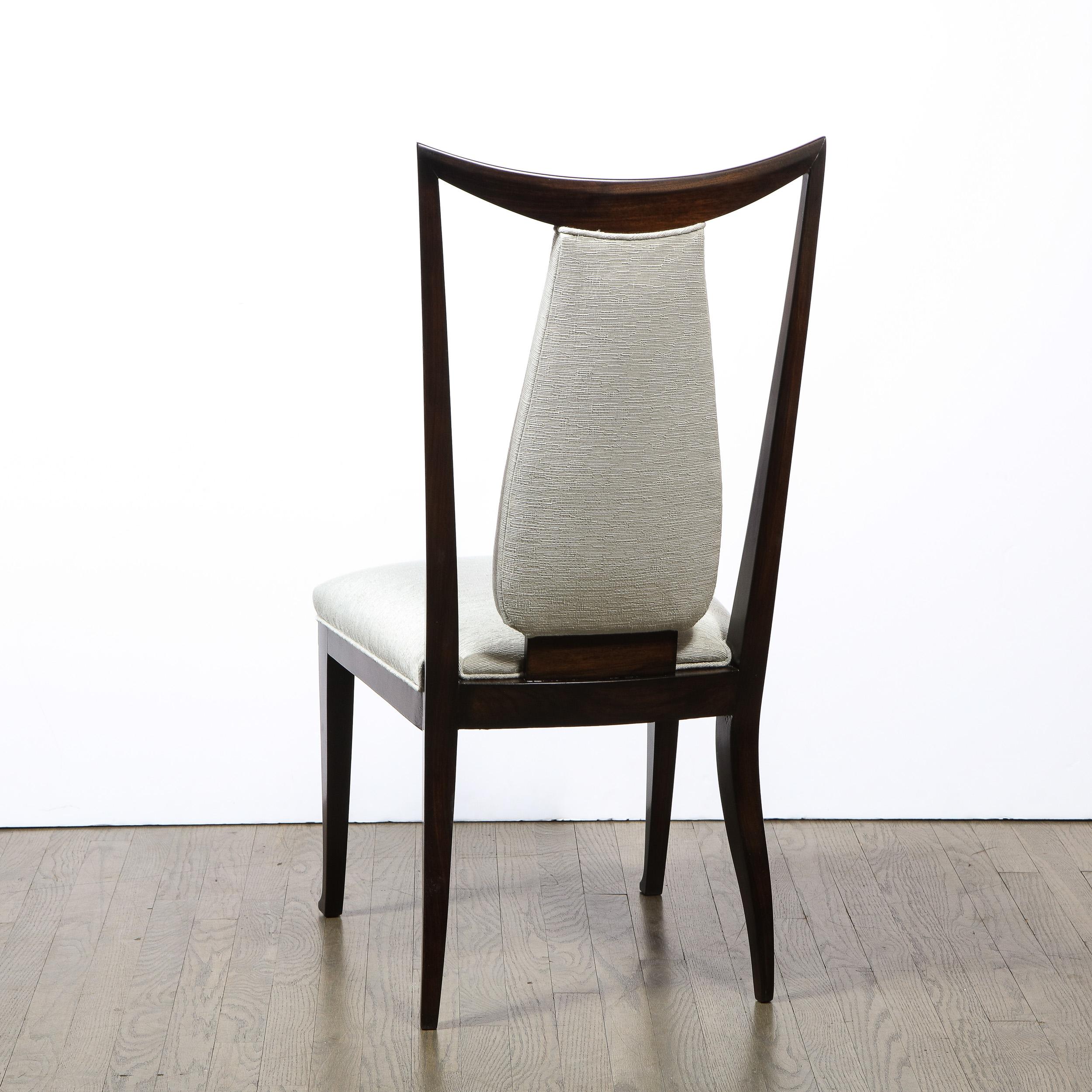 Set of Eight Italian Mid-Century Modern Open Form Ebonized Walnut Dining Chairs 4