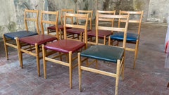 Set of Eight Italian Midcentury Leggera Dining Chairs by Gio Ponti for Cassina