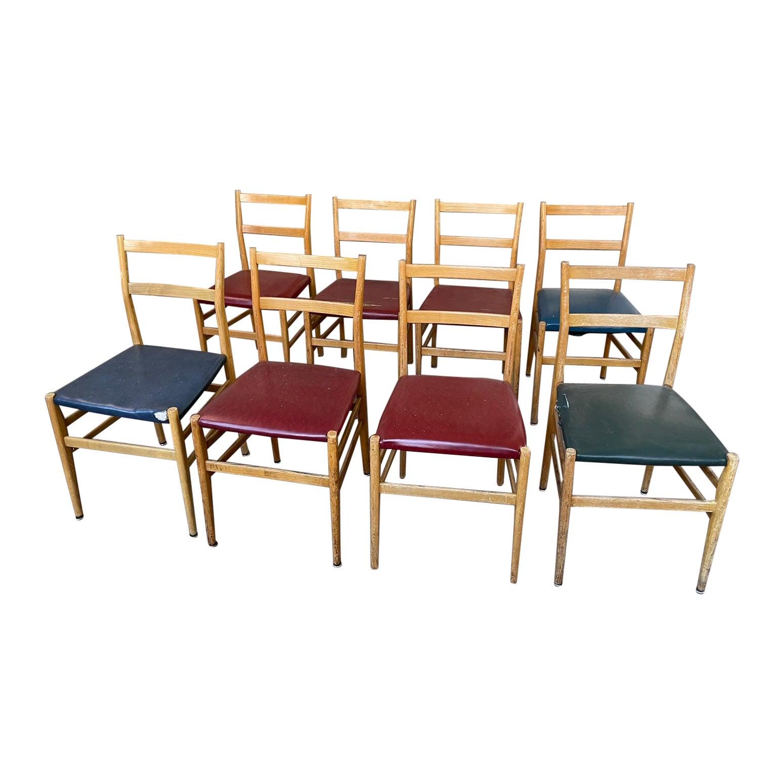 Set of Eight Italian Midcentury Leggera Dining Chairs by Gio Ponti for Cassina For Sale