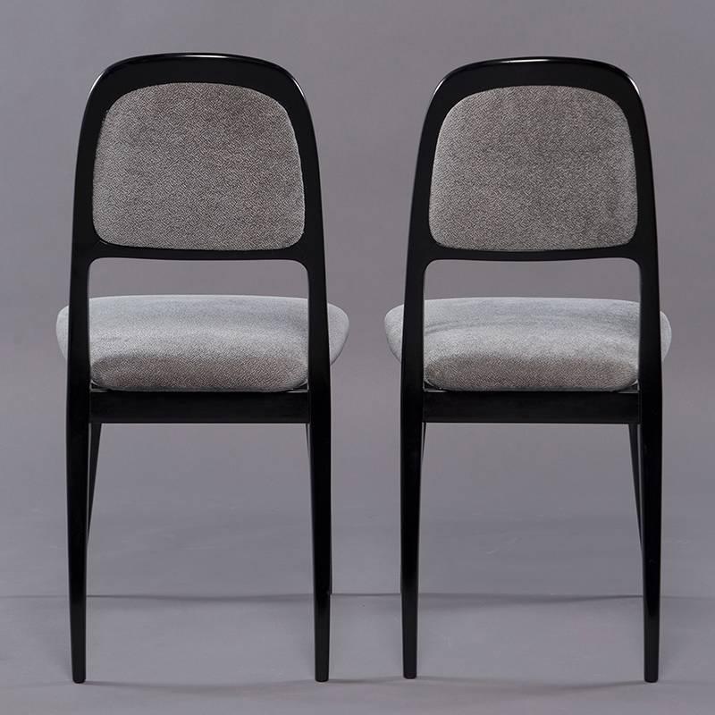 20th Century Set of Eight Italian Modernist Black Frame Dining Chairs