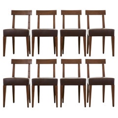 Satz von acht italienischen Promemoria zugeschriebenen Leder-Esszimmerstühlen