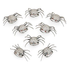 Set of Eight Italian Silver Crab-Form Boxes by Buccellati