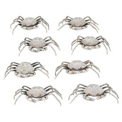 Set of Eight Italian Silver Crab-Form Boxes by Buccellati
