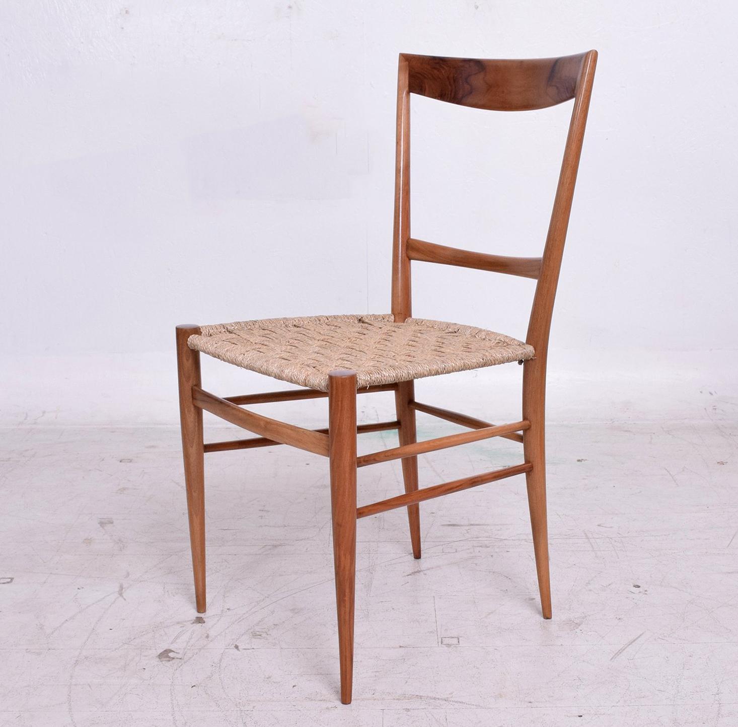 Mid-Century Modern Set of Eight Italian Superleggera Dining Chairs Attributed to Gio Ponti