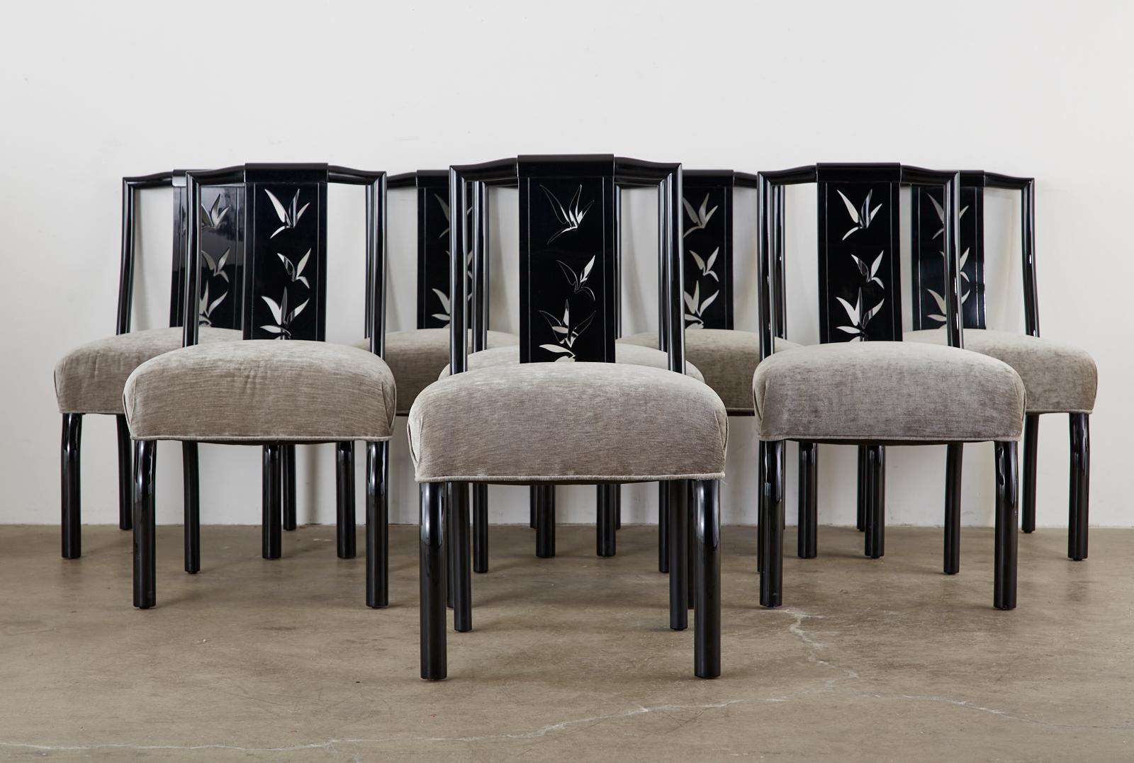 American Set of Eight James Mont Lacquered Dining Chairs For Sale
