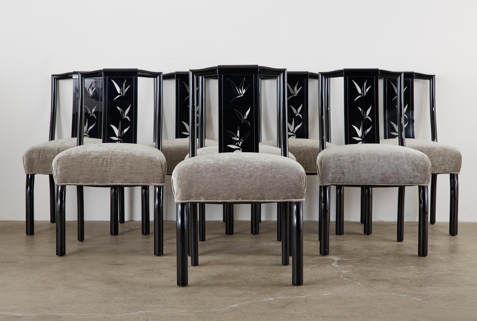 American Set of Eight James Mont Lacquered Dining Chairs