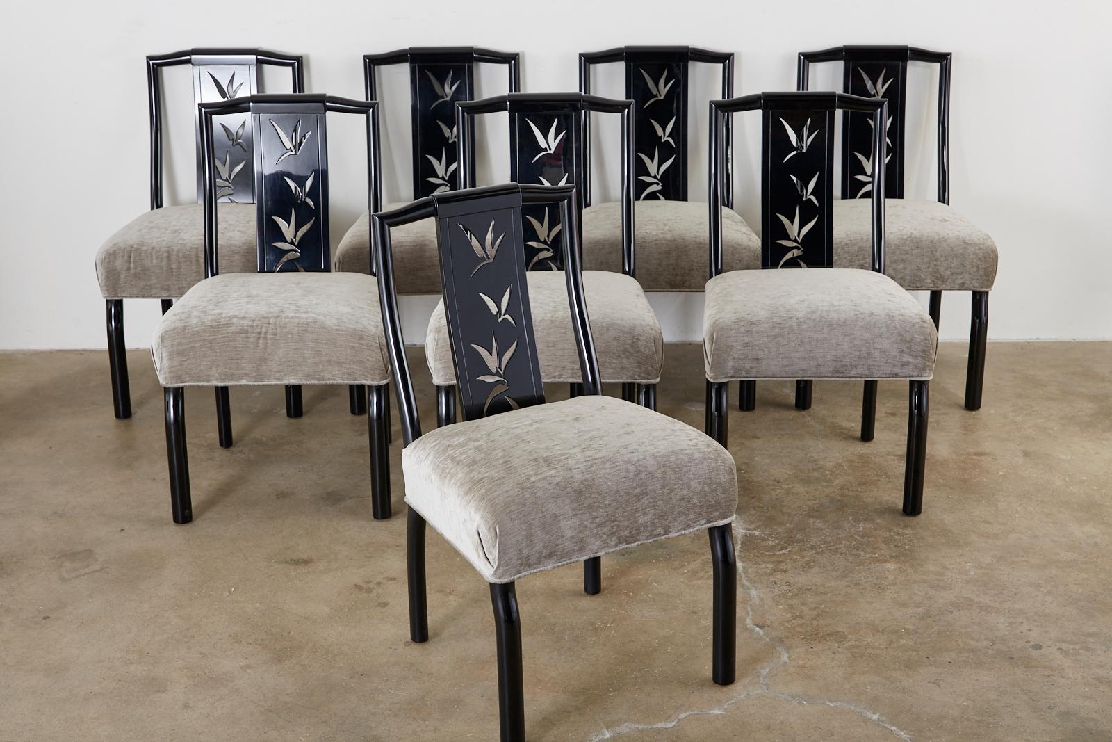 Set of Eight James Mont Lacquered Dining Chairs In Good Condition For Sale In Rio Vista, CA