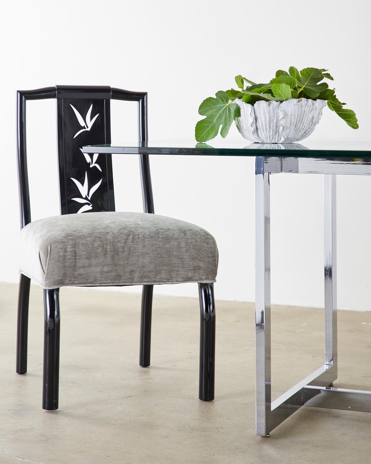 20th Century Set of Eight James Mont Lacquered Dining Chairs