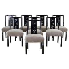 Vintage Set of Eight James Mont Lacquered Dining Chairs