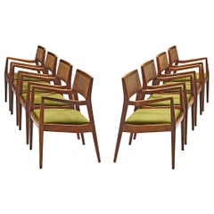 Set of Eight Jens Risom "Playboy" Armchairs in Walnut