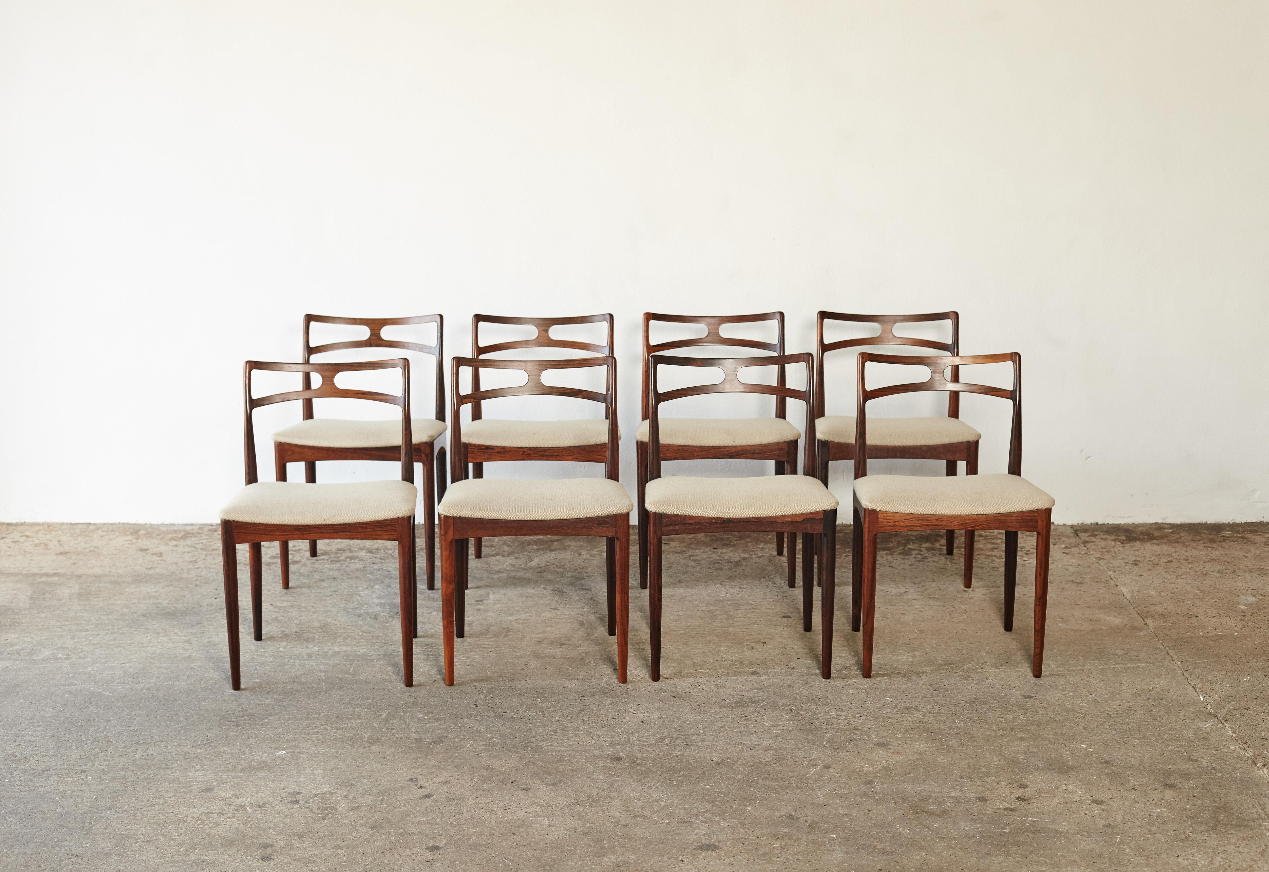 Mid-Century Modern Set of Eight Johannes Andersen Model #94 Rosewood Dining Chairs, Denmark, 1960s