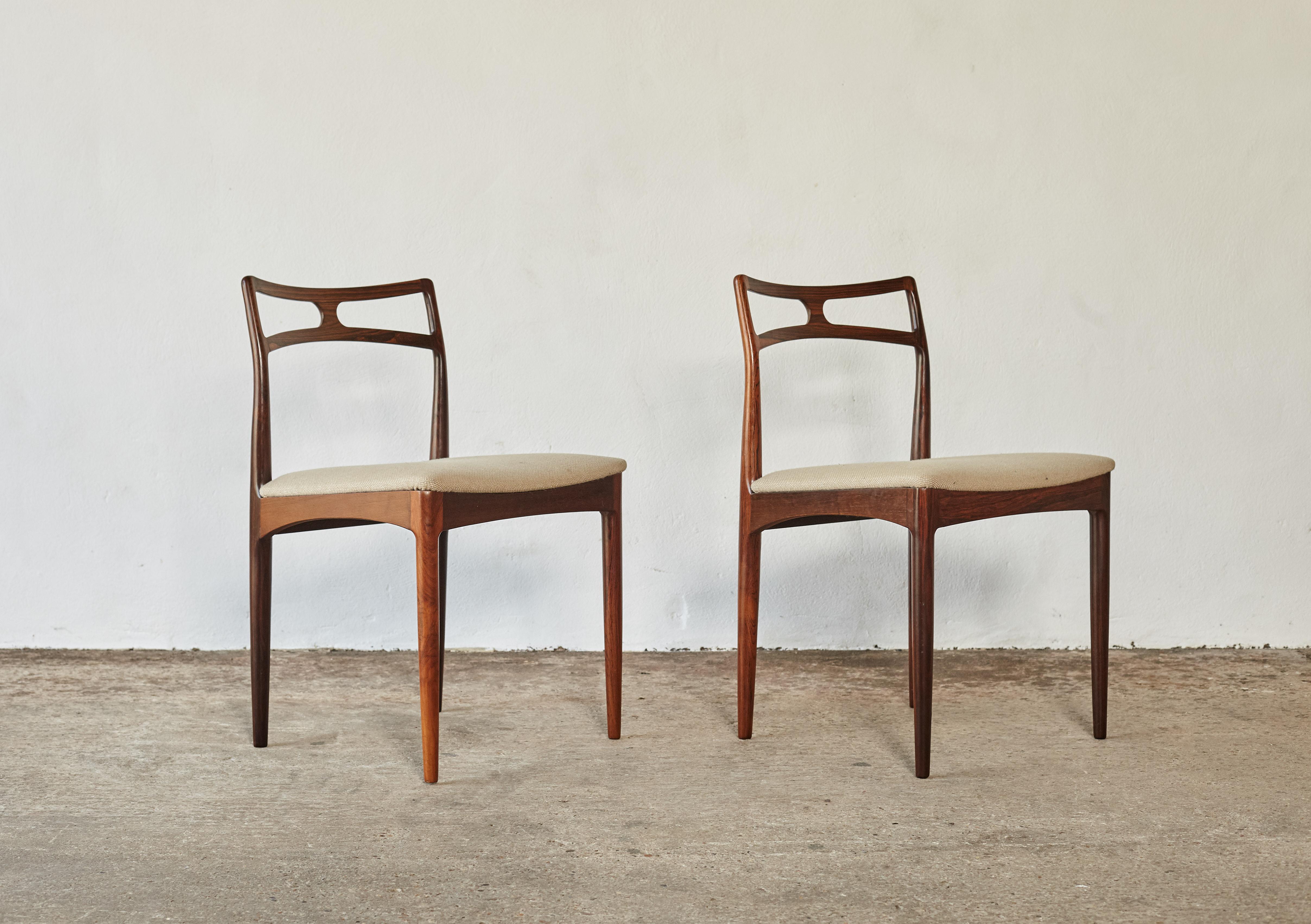 Fabric Set of Eight Johannes Andersen Model #94 Rosewood Dining Chairs, Denmark, 1960s