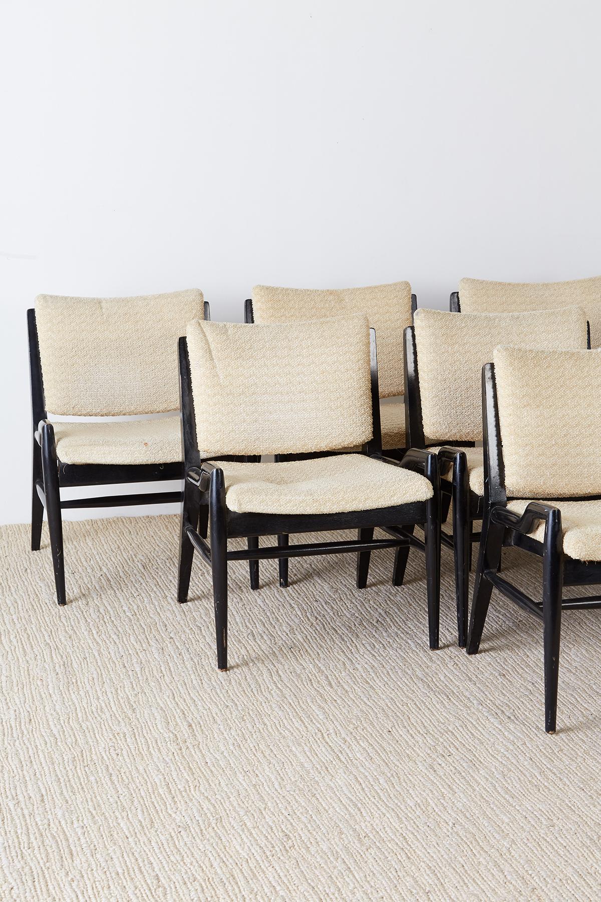 Lacquered Set of Eight John Keal for Brown Saltman Dining Chairs