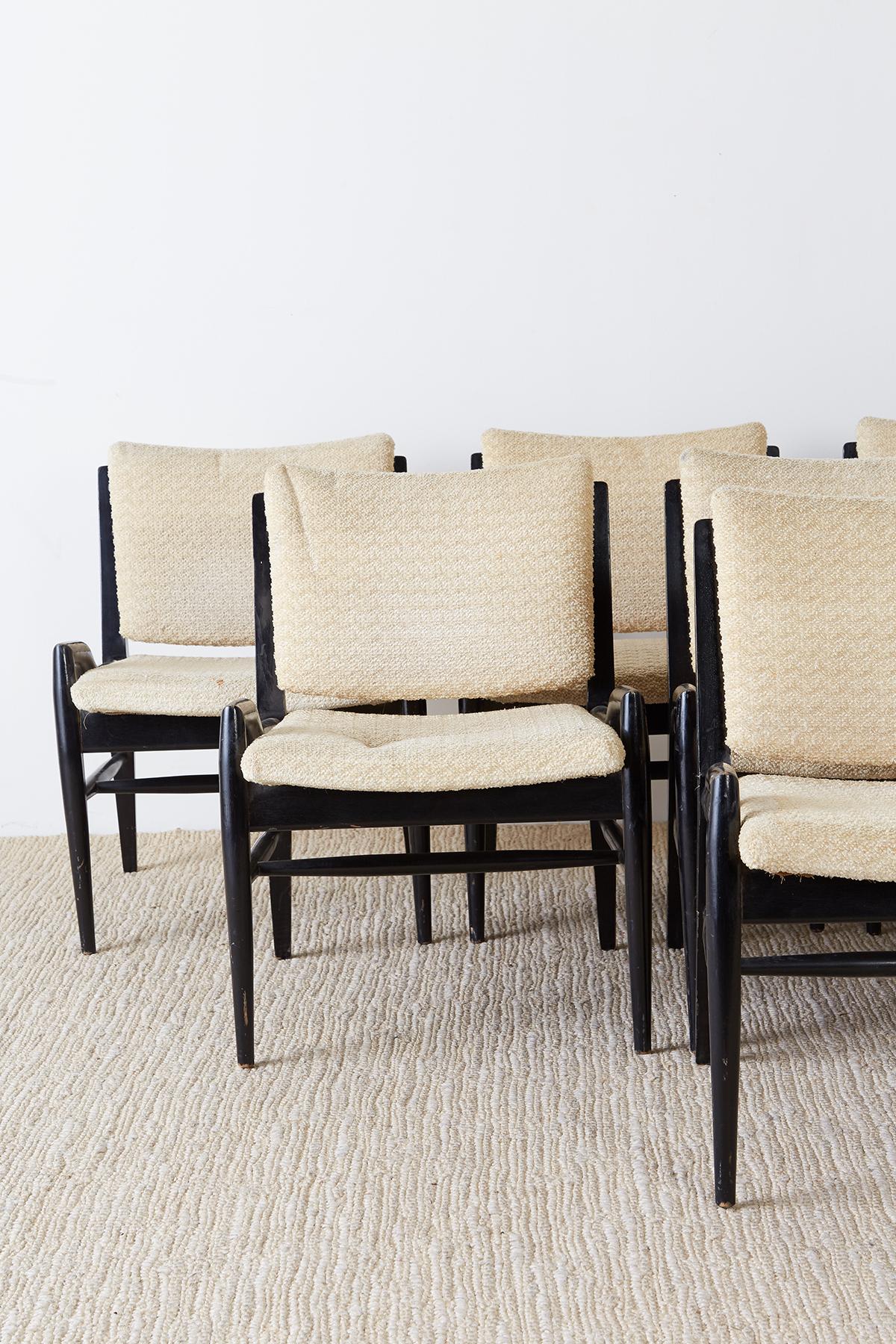 Fabric Set of Eight John Keal for Brown Saltman Dining Chairs