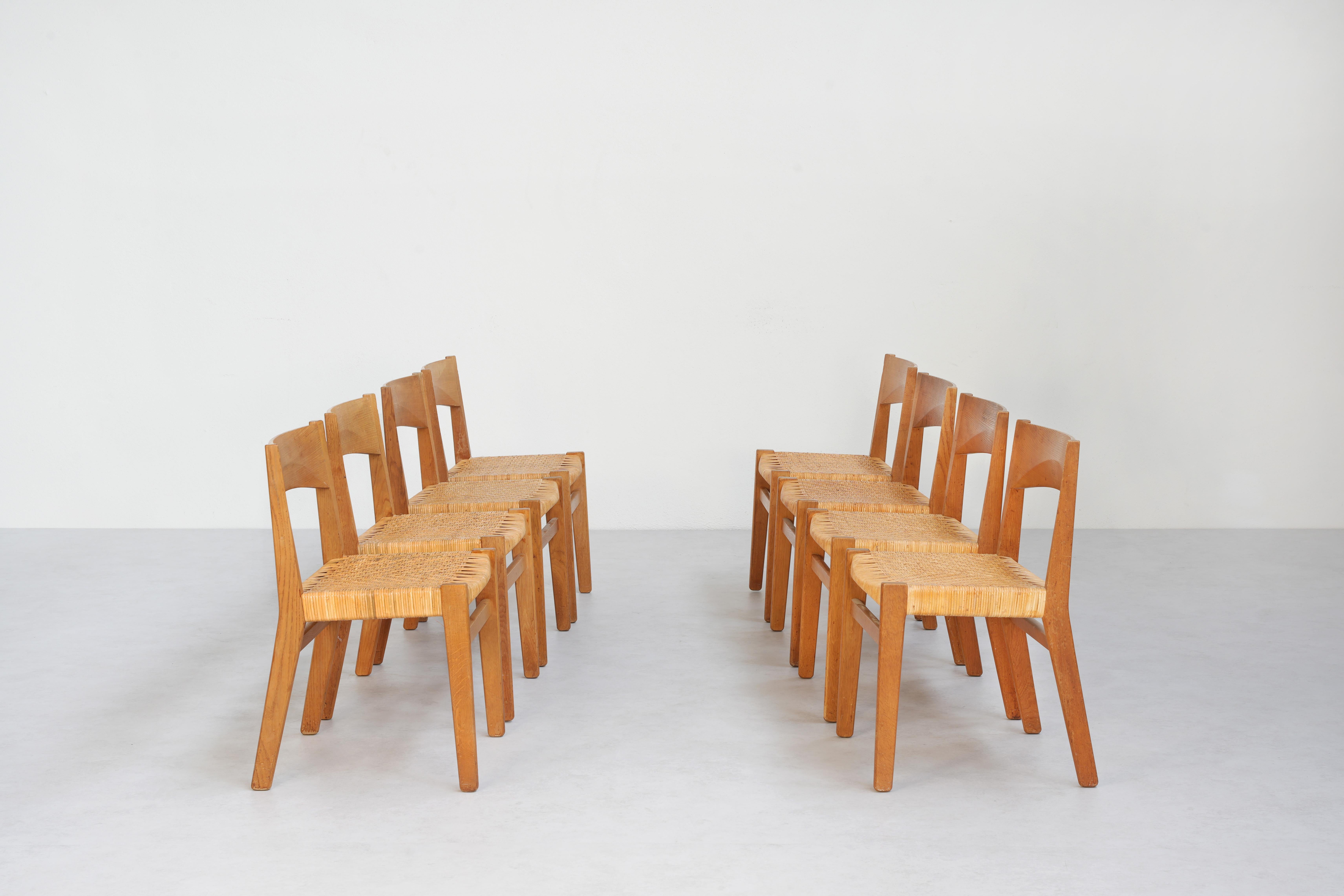 Set of eight John Vedel Rieper Dining Chairs in oak and cane, 1962 For Sale 5