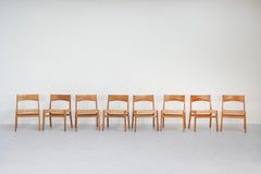Set of eight John Vedel Rieper Dining Chairs in oak and cane, 1962