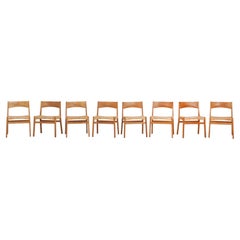 Set of eight John Vedel Rieper Dining Chairs in oak and cane, 1962