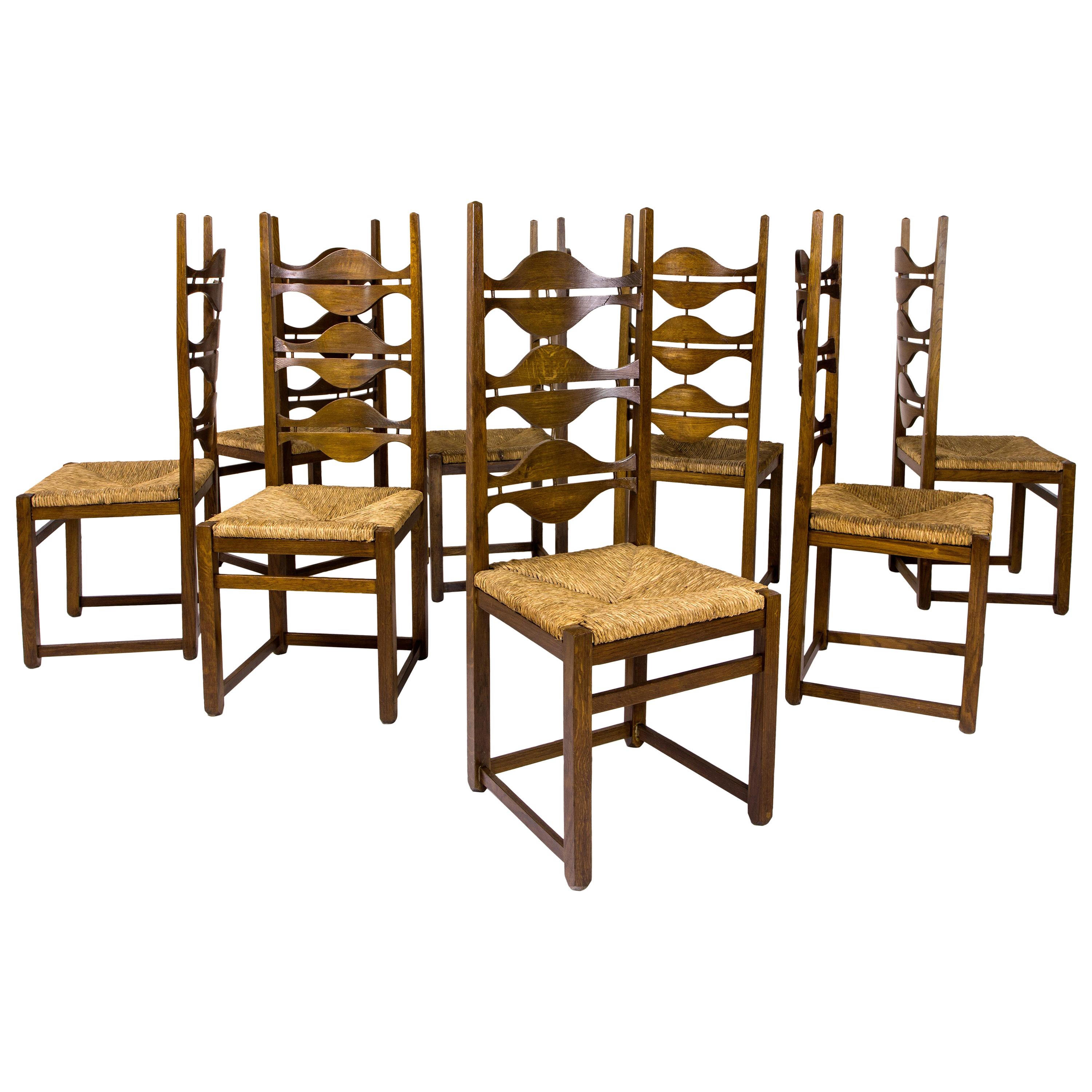 Set of Eight Jordi Vilanova Dining Chairs, circa 1950, Spain