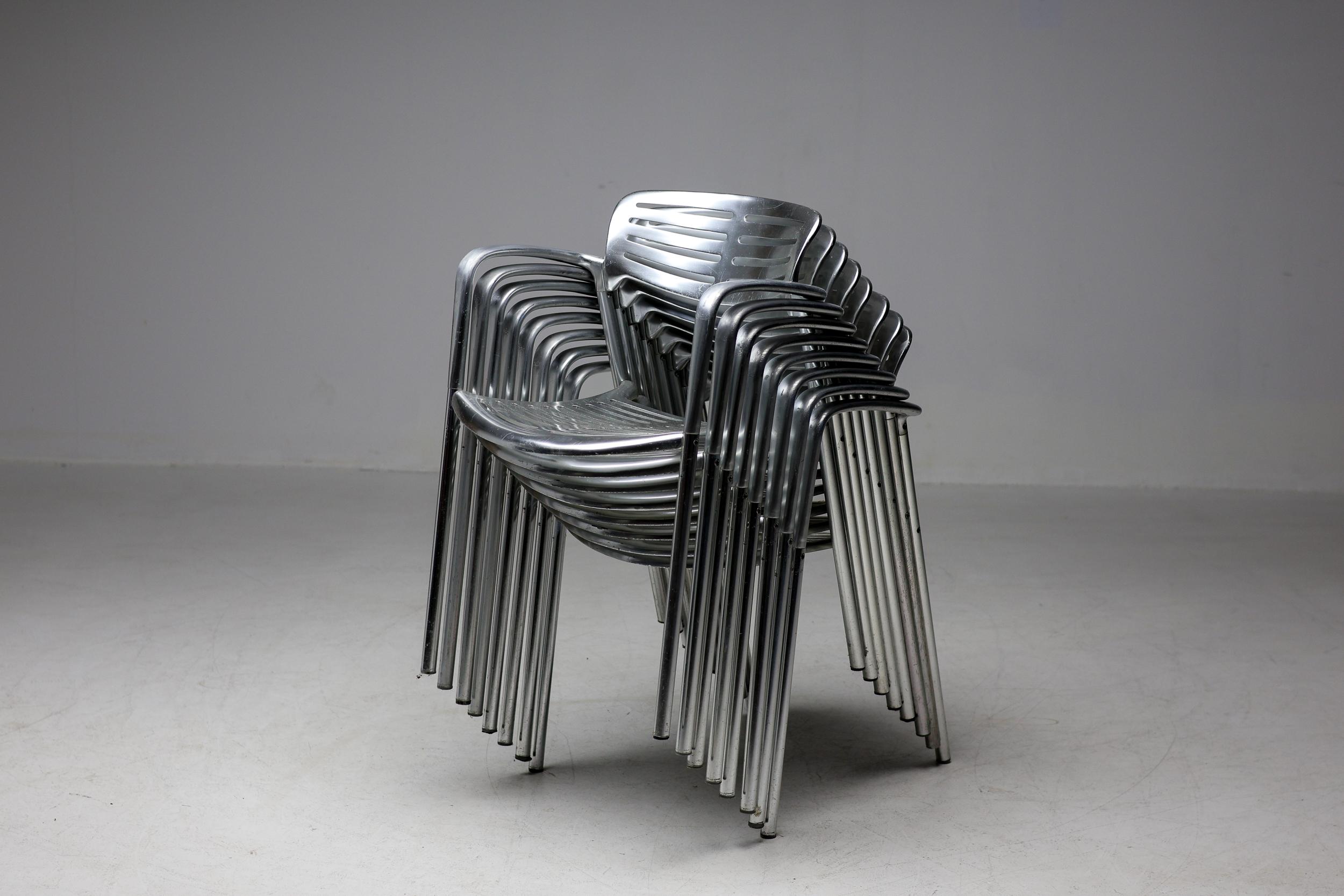 Set of Eight Jorge Pensi 'Toledo' Aluminum Armchairs 4