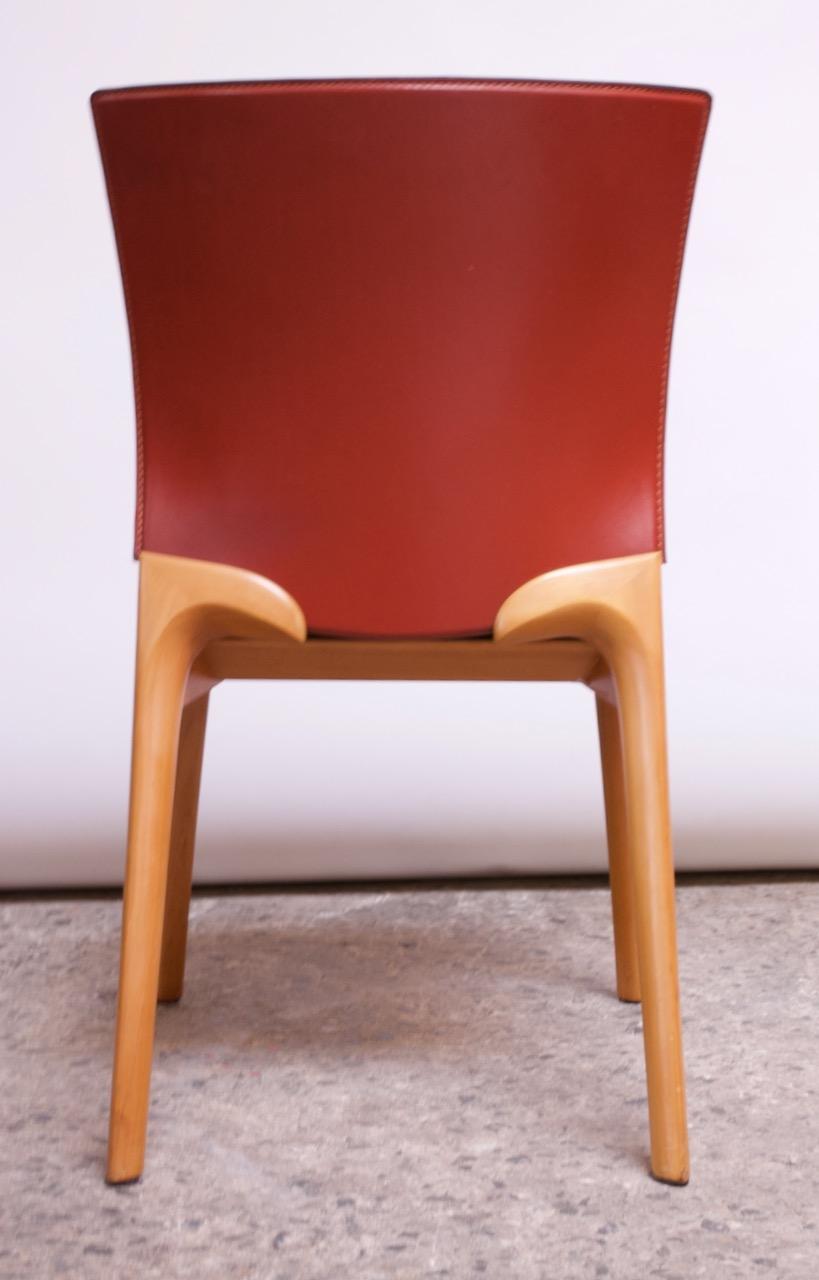 Set of Eight Josep Llusca ‘Cos’ Chairs for Cassina in Red Leather and Beechwood 7