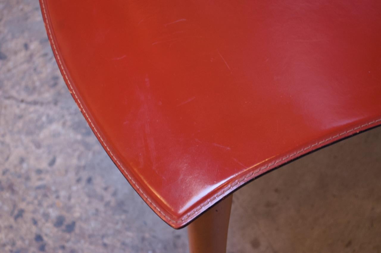 Set of Eight Josep Llusca ‘Cos’ Chairs for Cassina in Red Leather and Beechwood 10