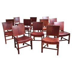 Set of Eight Kaare Klint Red Chairs, Rud Rasmussen, Niger Leather and Mahogany
