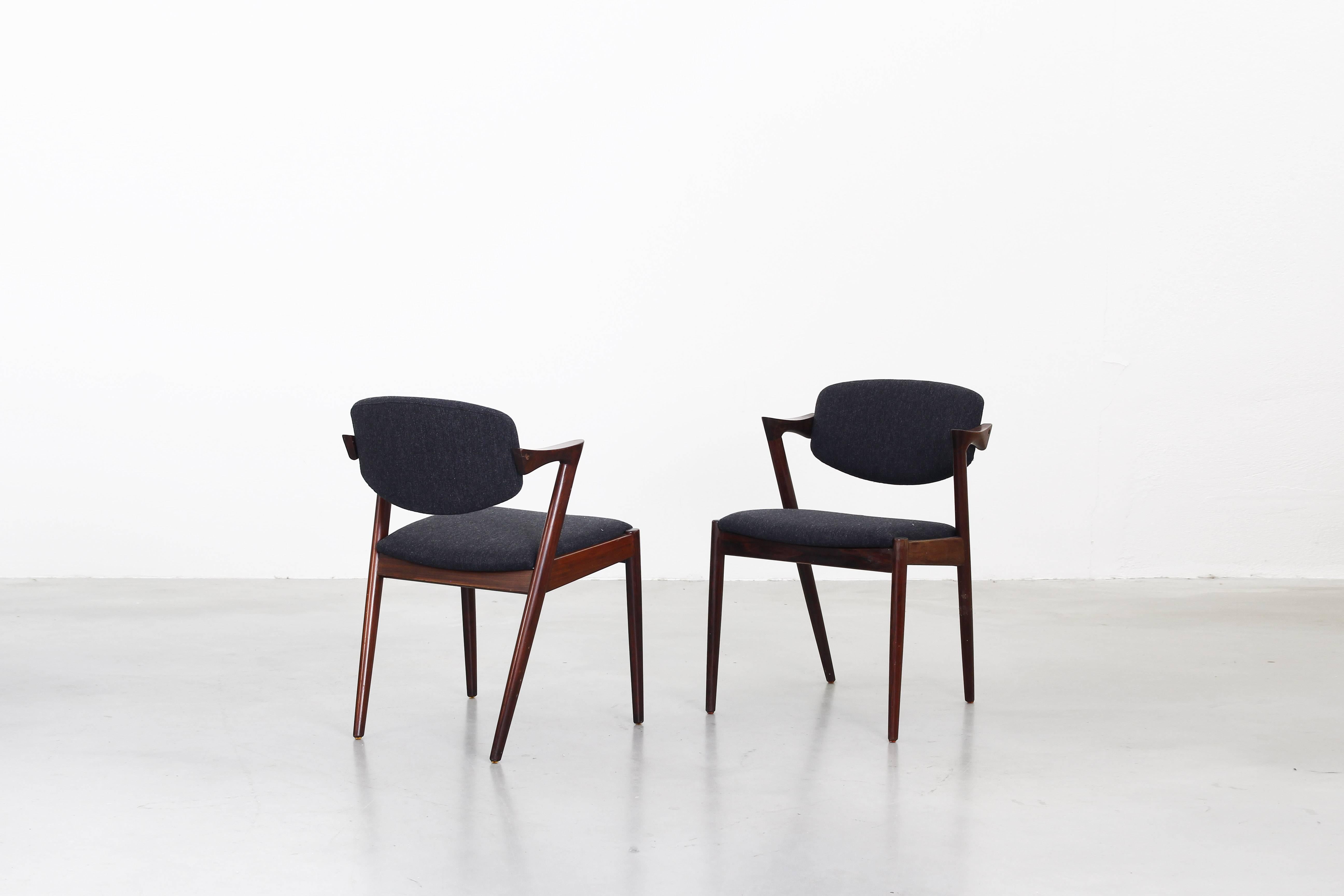 Danish Set of eight Kai Kristiansen Dining Chairs Armchairs, S. Andersen New Upholstery
