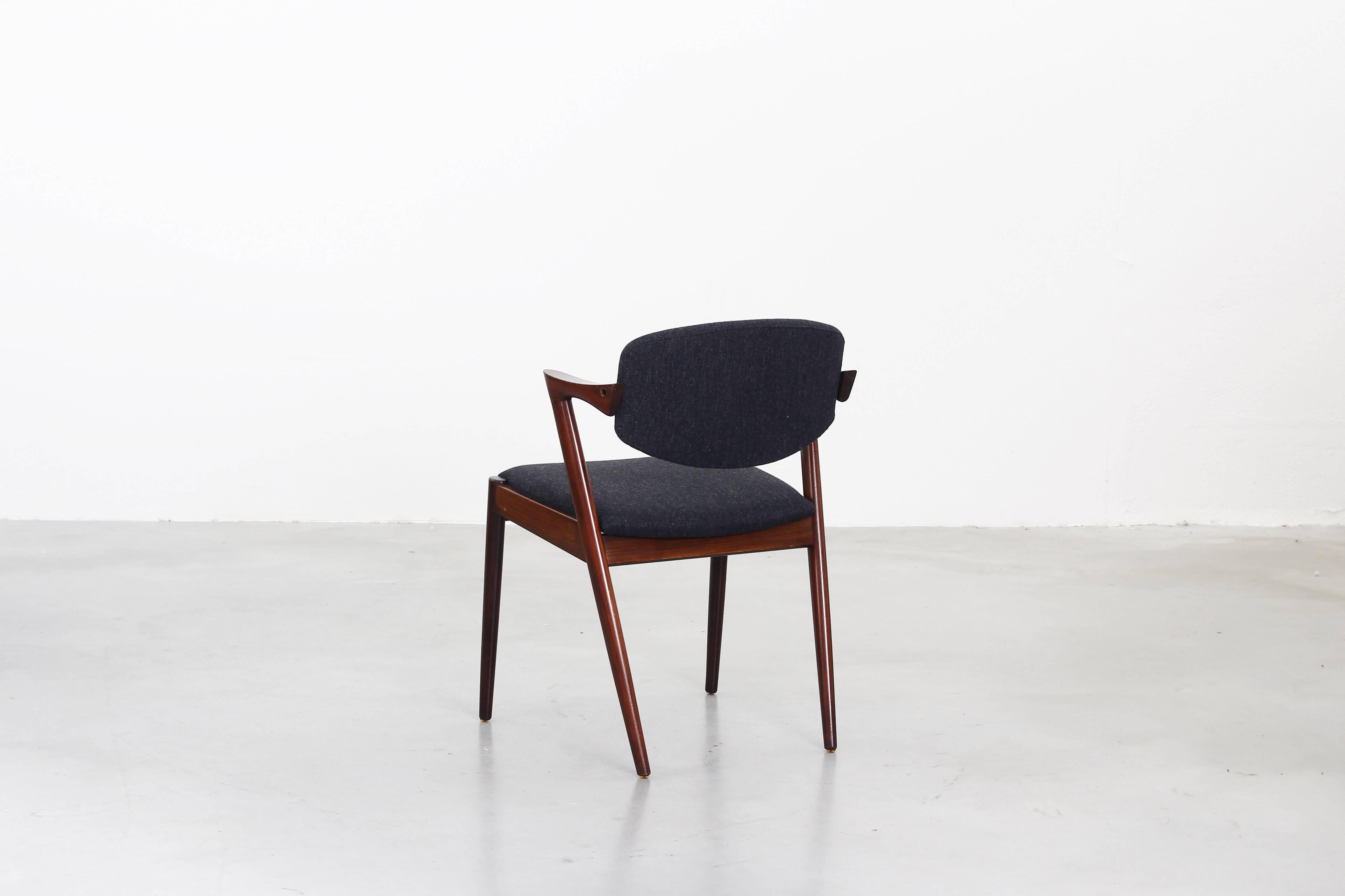 Wood Set of eight Kai Kristiansen Dining Chairs Armchairs, S. Andersen New Upholstery