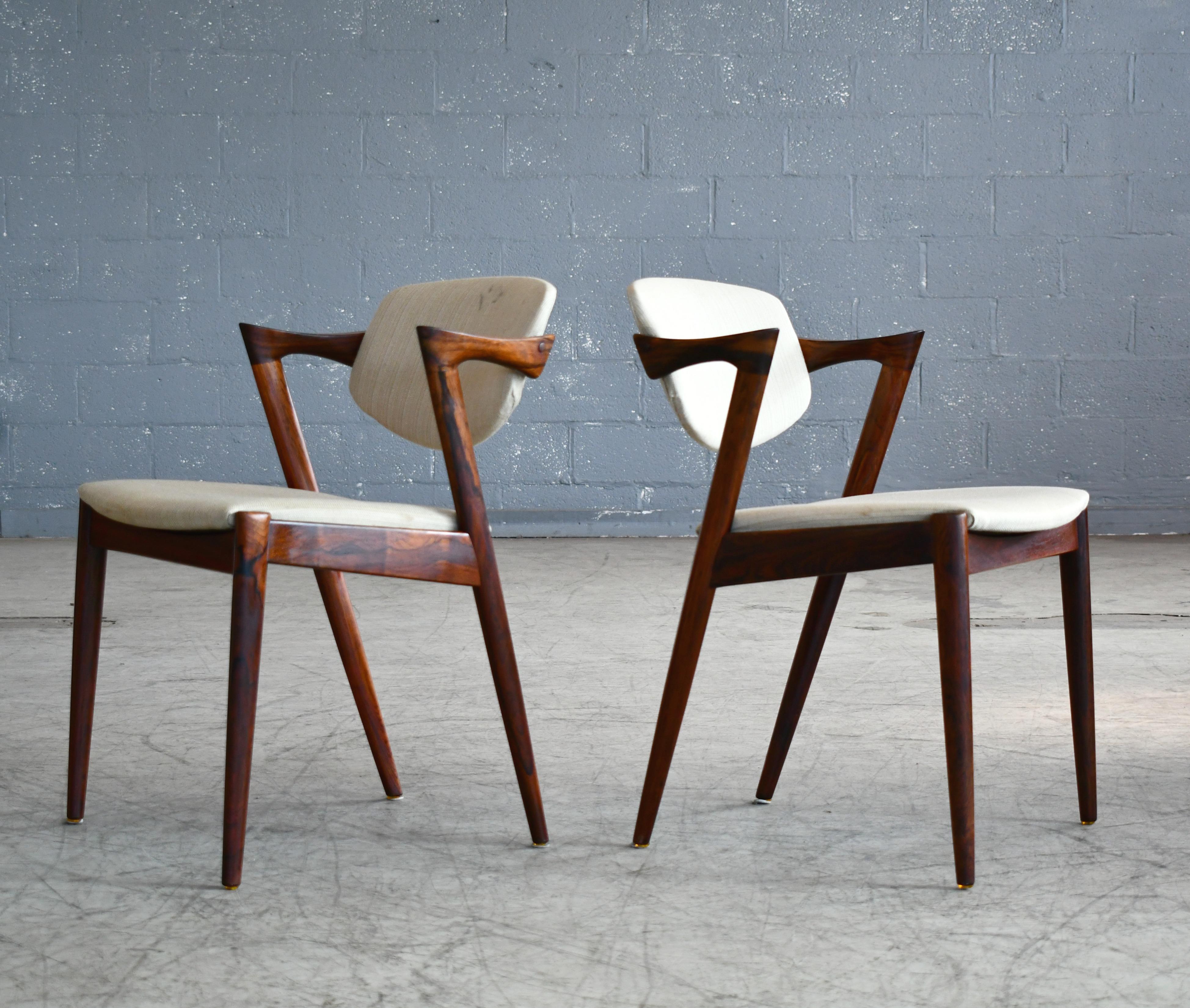 Mid-20th Century Set of Eight Kai Kristiansen Model 42 Rosewood Dining Chairs Danish Midcentury