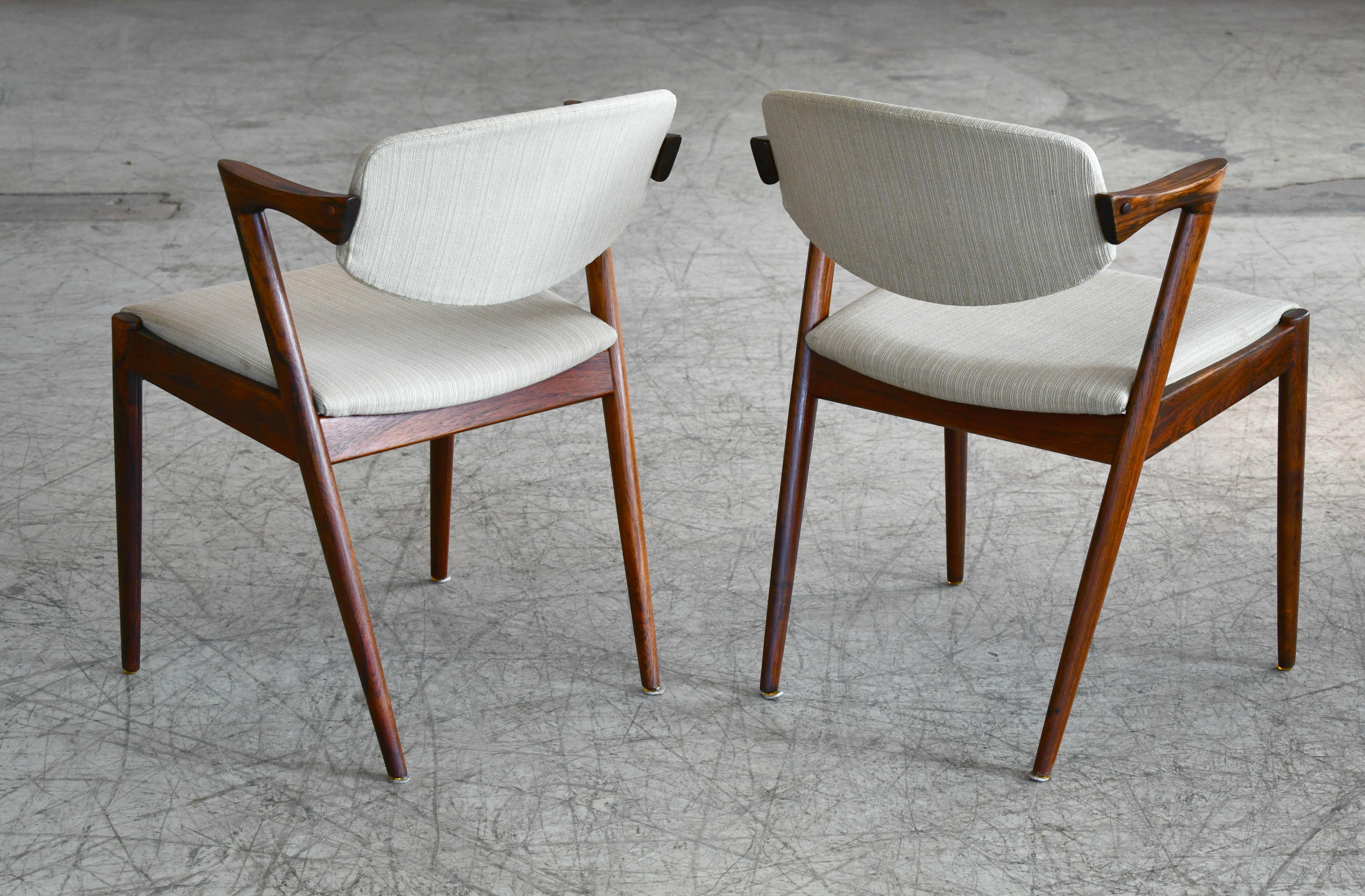 Set of Eight Kai Kristiansen Model 42 Rosewood Dining Chairs Danish Midcentury 2