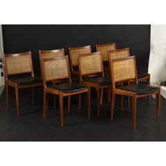 Set of Eight Karl Erik Ekselius for J.O. Carlsson Caned Teak Dining Chairs
