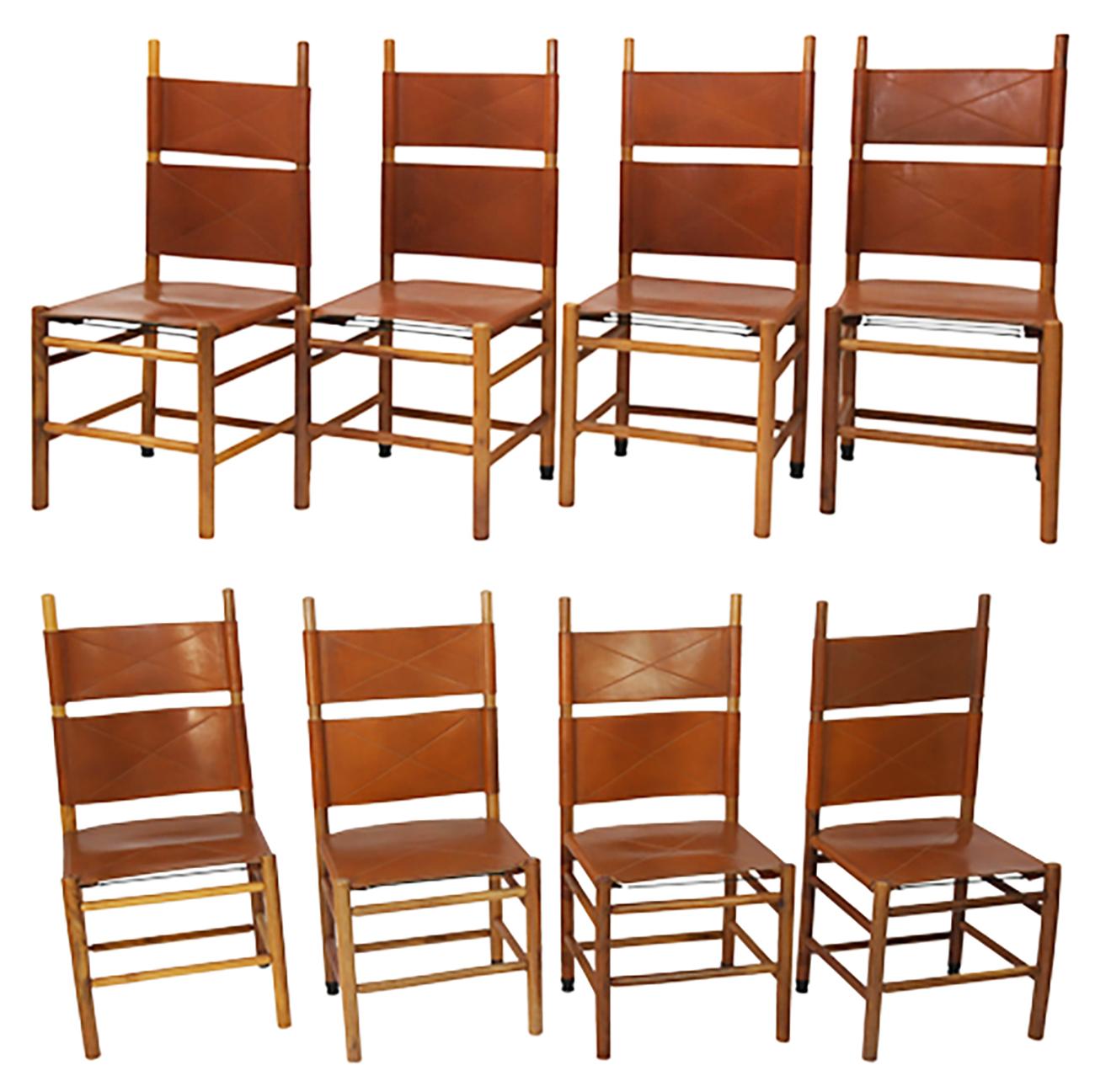 Set of Eight Kentucky Chairs by Carlo Scarpa for Bernini