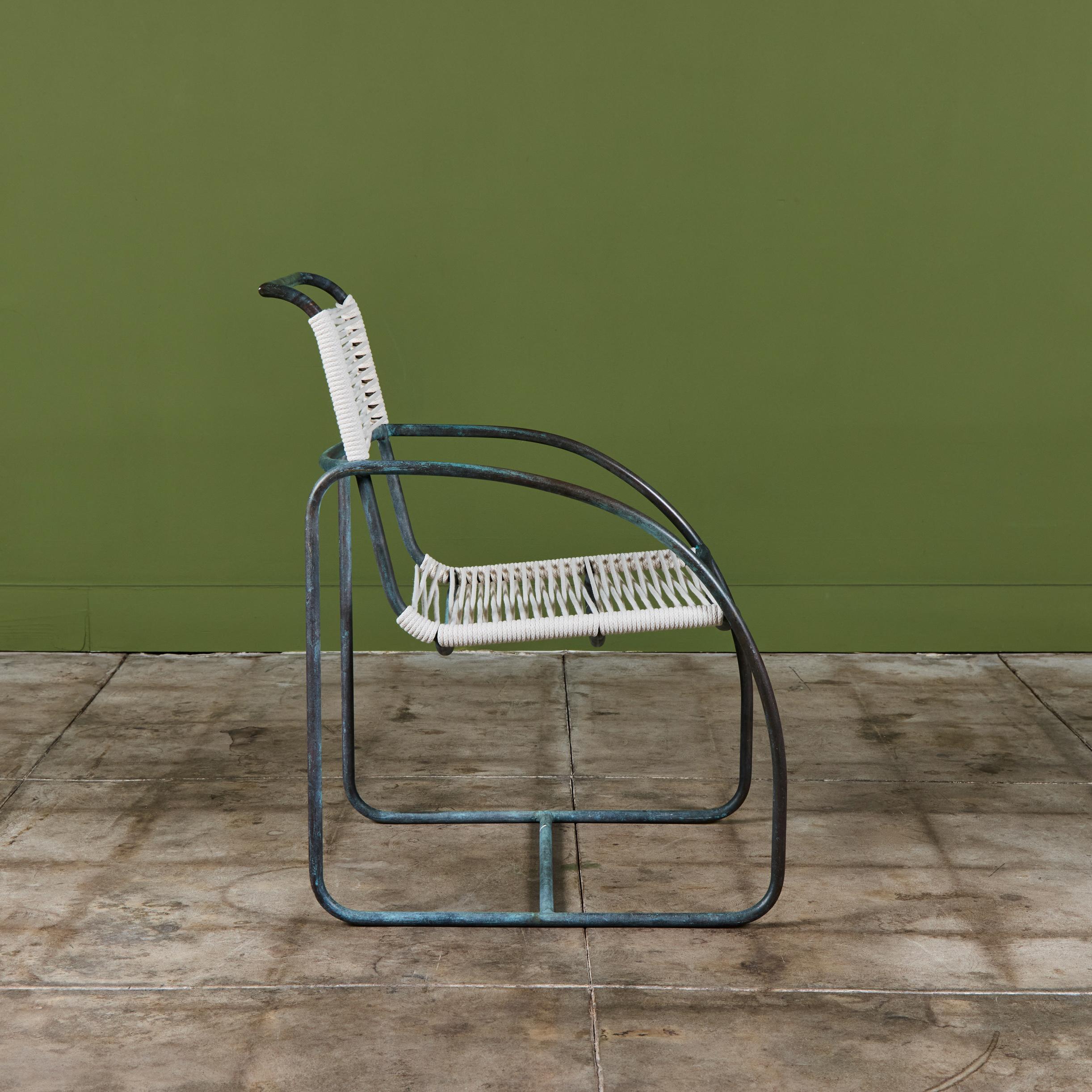 American Set of Eight Kipp Stewart Bronze Patio Dining Armchairs for Terra For Sale
