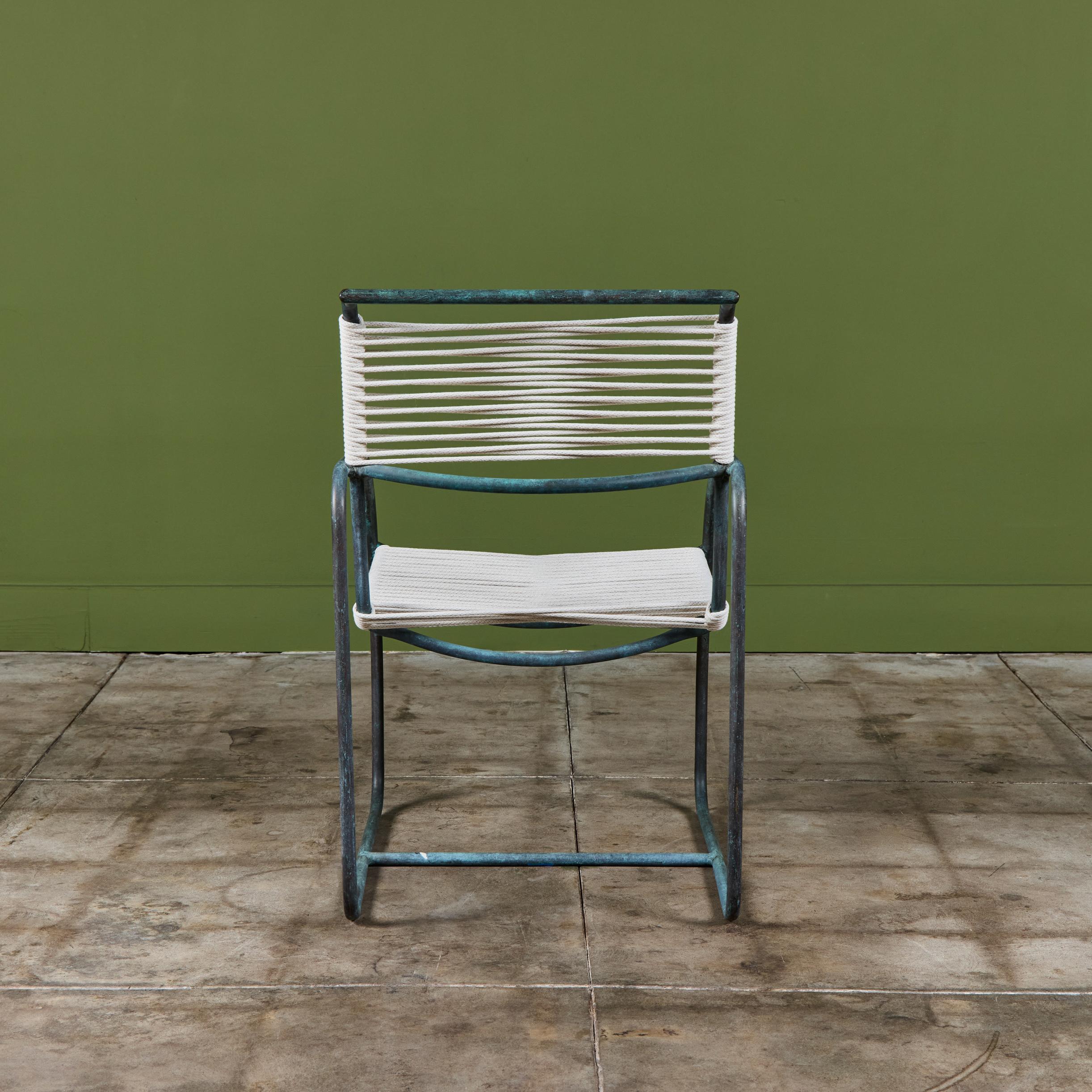 Late 20th Century Set of Eight Kipp Stewart Bronze Patio Dining Armchairs for Terra For Sale