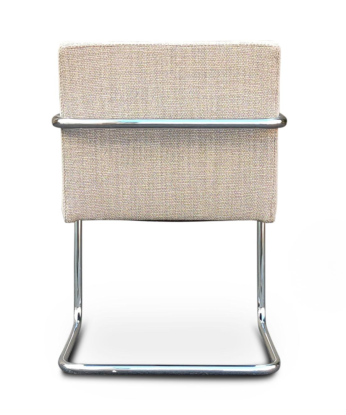 Contemporary Set of Ten (10) Knoll Mies van der Rohe Tubular Brno Dining Chairs in Wool Blend For Sale
