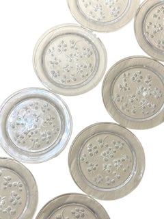 Set of Eight Lalique France Signed “Muguet” Crystal Salad Plates