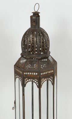 Set of Eight Large Moroccan Clear Glass Lanterns