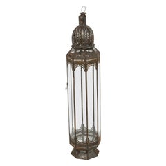 Vintage Set of Eight Large Moroccan Clear Glass Lanterns