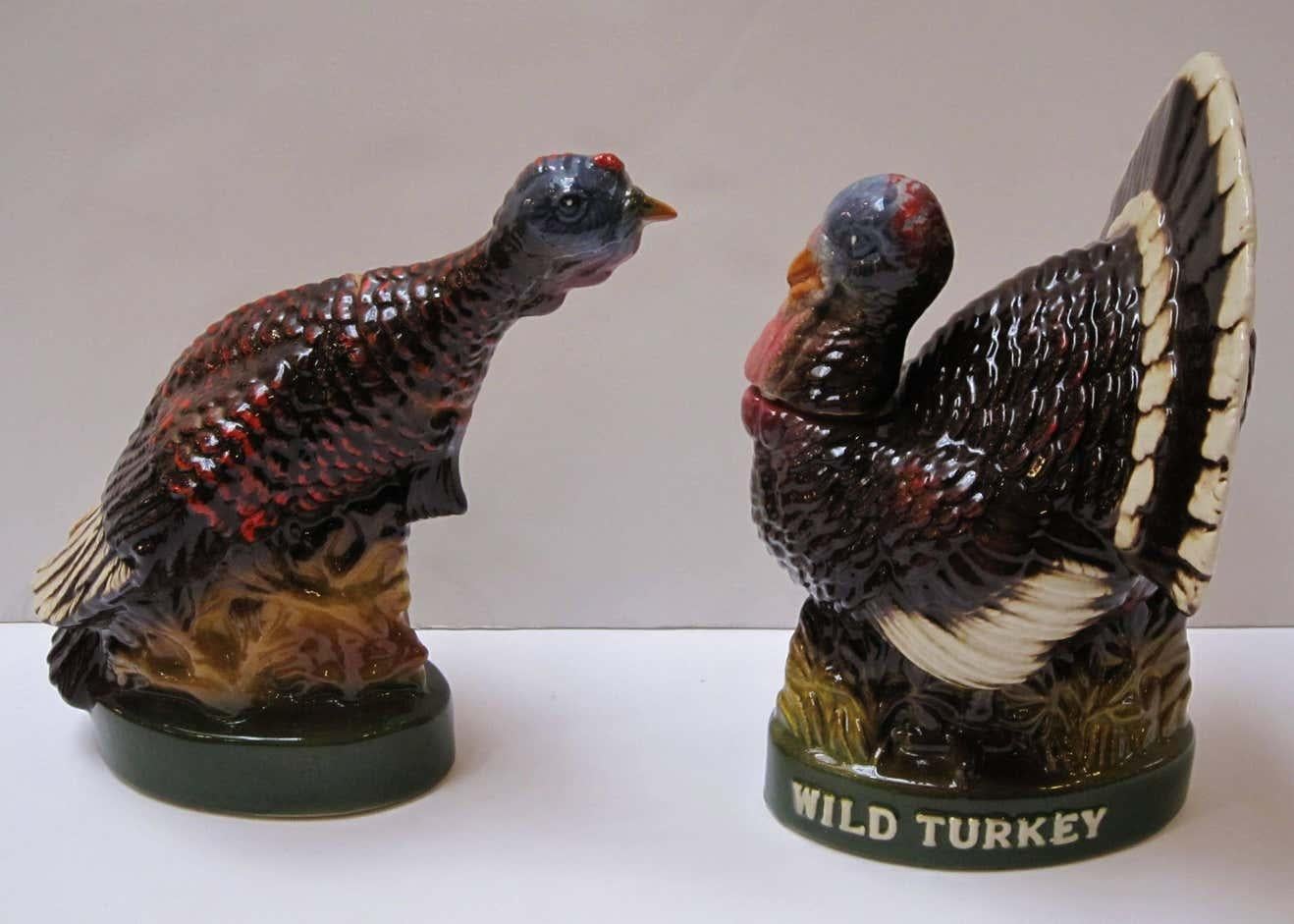 Glazed Set of Eight Large Wild Turkey Decanters For Sale