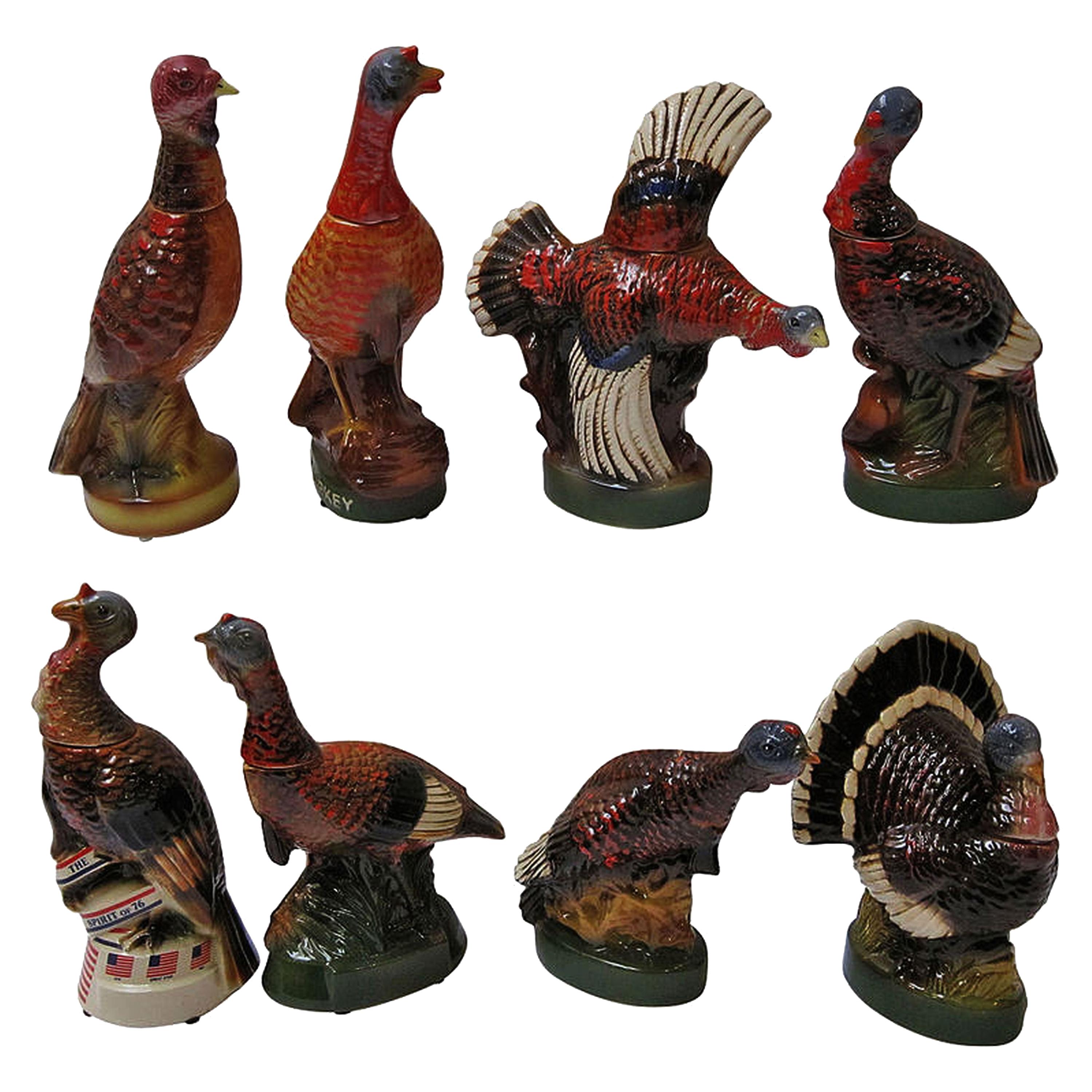 Set of Eight Large Wild Turkey Decanters