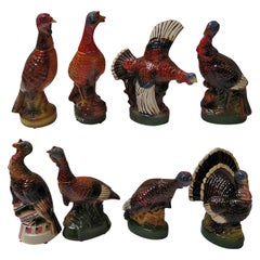Vintage Set of Eight Large Wild Turkey Decanters