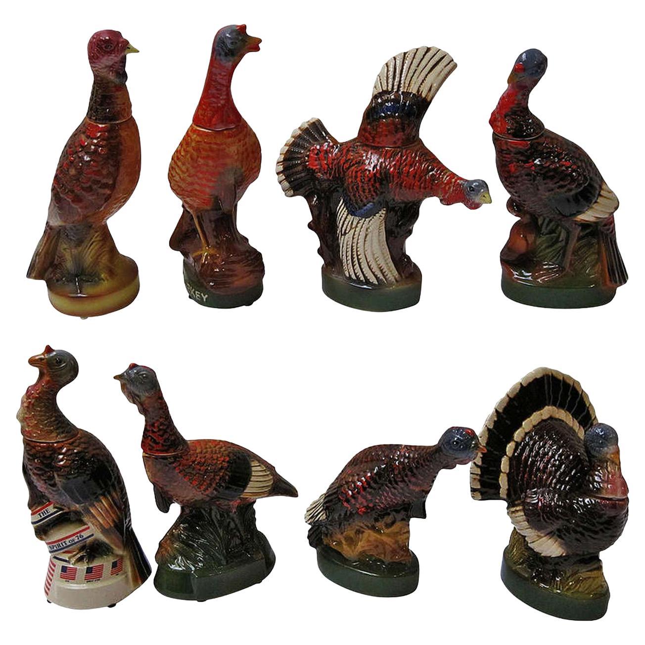 Set of Eight Large Wild Turkey Decanters For Sale