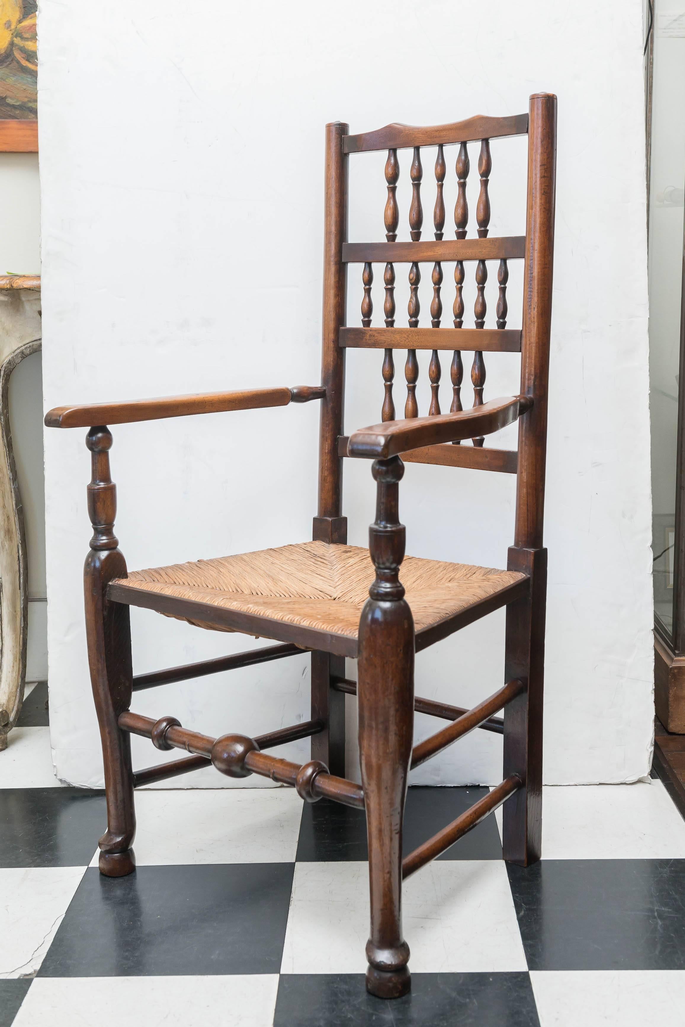 George III Set of Eight Late 18th-Early 19th Century English Ladder Back, Rush Seat, Chairs