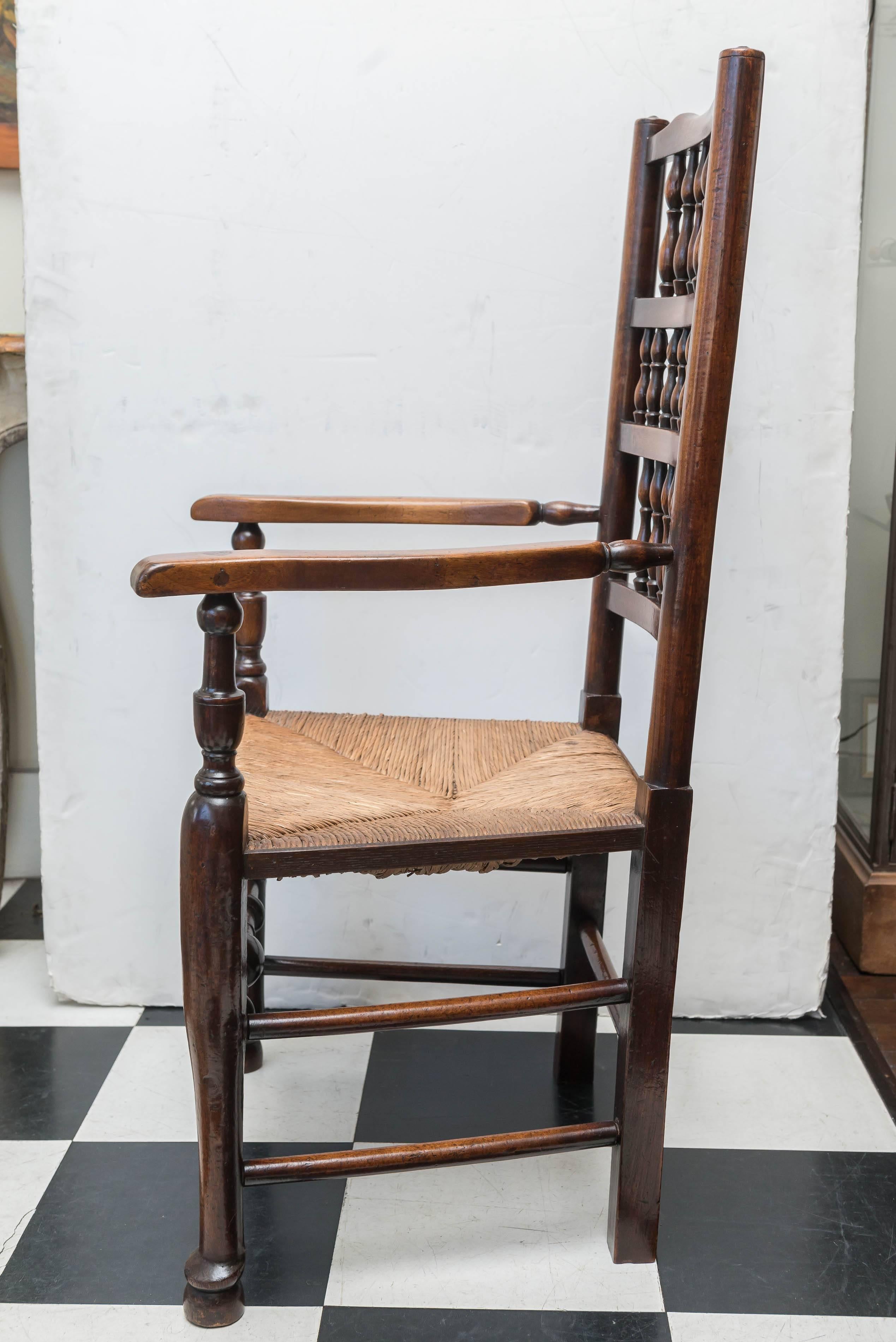 Set of Eight Late 18th-Early 19th Century English Ladder Back, Rush Seat, Chairs 2