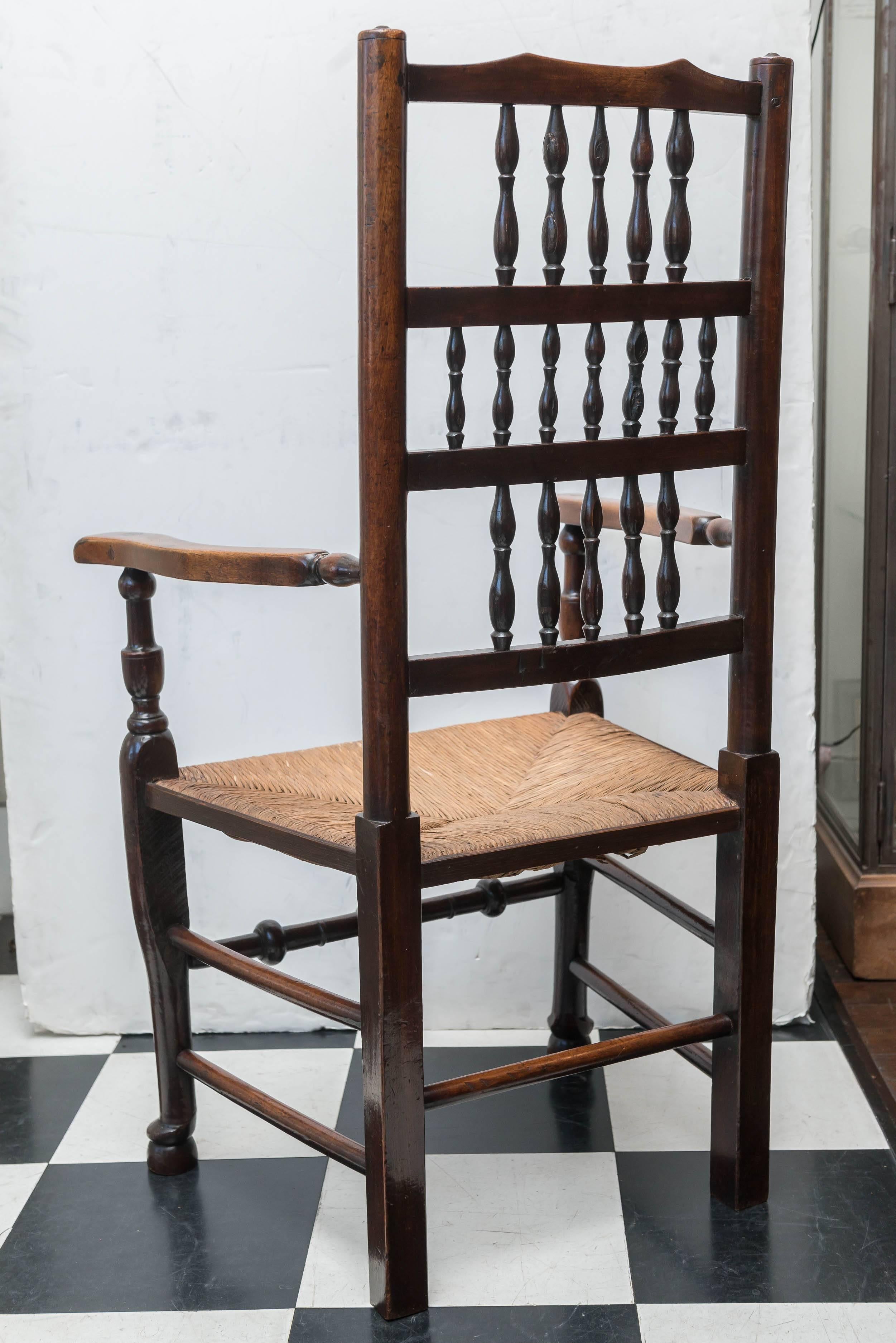 Set of Eight Late 18th-Early 19th Century English Ladder Back, Rush Seat, Chairs 3