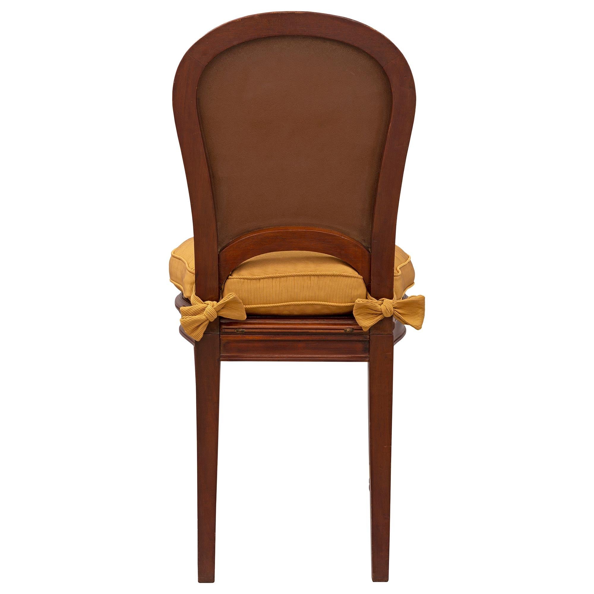 Set of Eight Late 19th Century Louis XVI Style Mahogany and Leather Chairs In Good Condition For Sale In West Palm Beach, FL