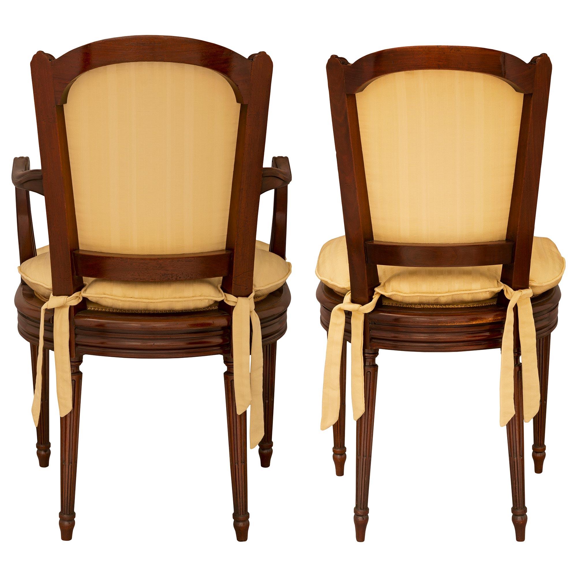 Set of Eight Late 19th Century Louis XVI Style Mahogany Dining Chairs For Sale 4